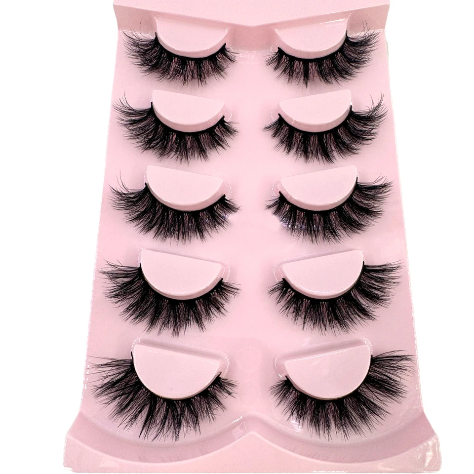 Nuevo 5 pares de pestañas postizas, piel de visón suave y esponjosa, cortas, pestañas de drag queen naturalmente rizadas, adecuadas para auto injerto 3