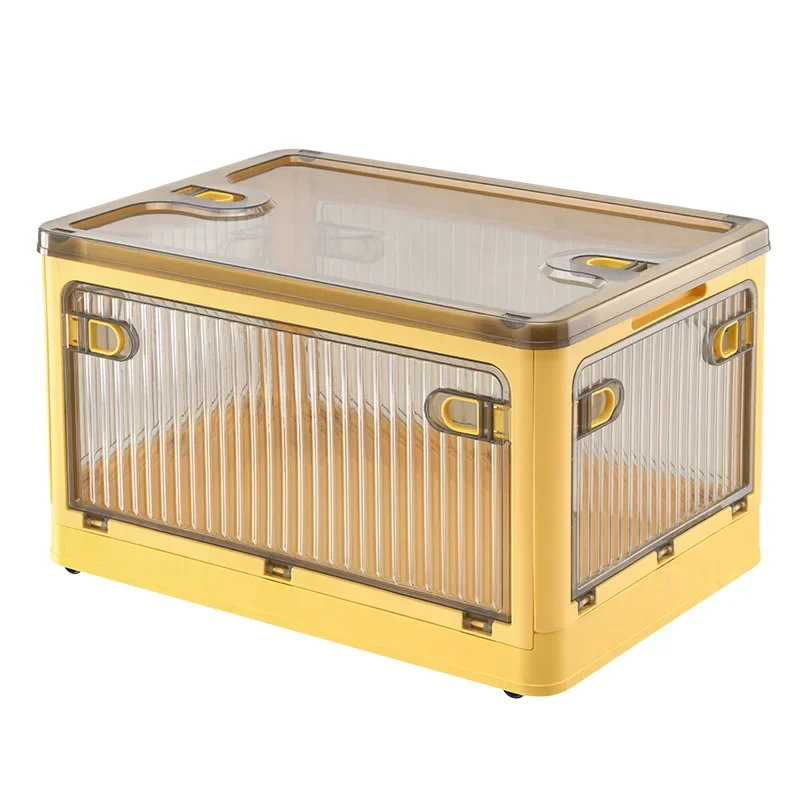 Thickened plastic folding storage box, clothing, quilts, toys, storage box, side door, transparent folding sorting box