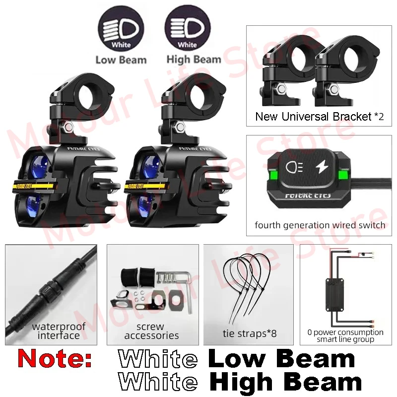TOEKOMSTIGE OGEN X80 LED Spotlight Motorfiets Extra Spotlight Hoorn Flash Led Lamp Bedrade Backlight Schakelaar Door Running Lights