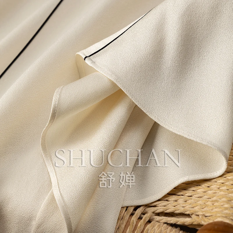 2025  Luxury Elegant 40 Mmi Double Sided Heavy Crepe Silk Lotus Leaf Sleeve Shirt New Women 5Z75