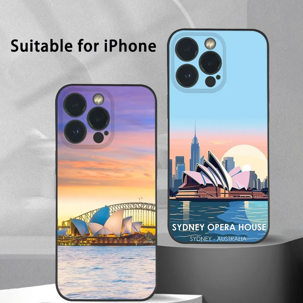 Чехол для телефона Sydney Opera House для iPhone 16, 15, 14, 13 Pro Max Plus Mini Frosted Soft Shell Funda