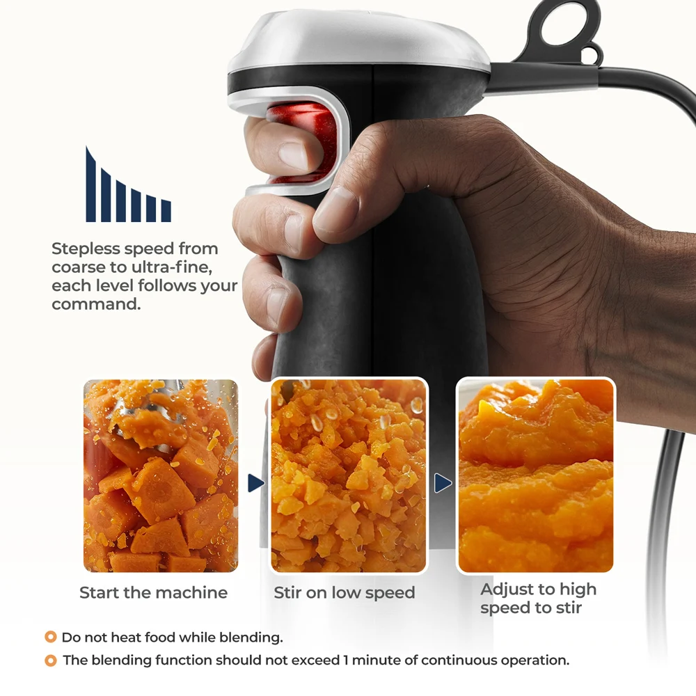 Frullatore elettrico a immersione Frullatore manuale multiuso 6 in 1, lame in acciaio inossidabile, casa e cucina, MAX 1500 W