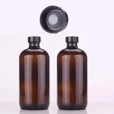 2pack 16oz Amber Glass Growlers Empty Kombucha Bottles with Air Tight Seal Cap Lids for Secondary Fermentation Storing 500ml