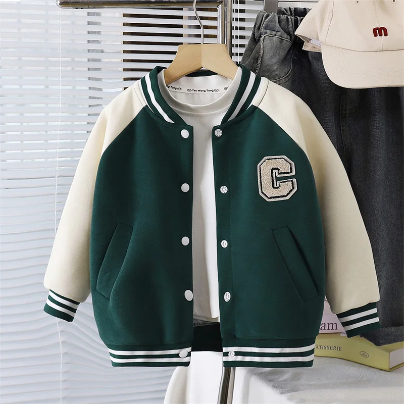 Children's Baseball Jacket Boys Fashion Coat Autumn Girls Letters Casual Outerwear Spring New Baby Kids Loose Sports Clothes view 6