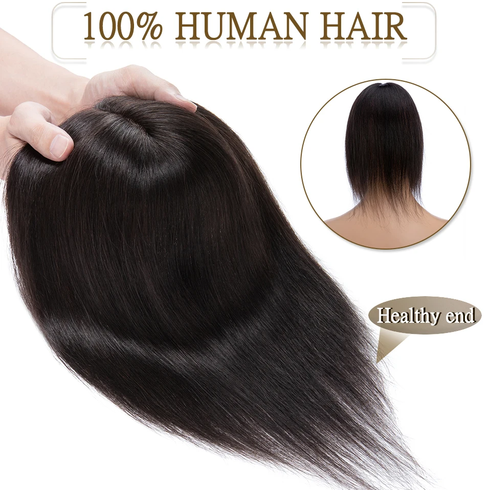 S-noilite Hair Toppers 7x13cm Women Topper Hair Clip Natural Hair Wig 100% Human Hair For Women Silk Base Clip In Hair Extension