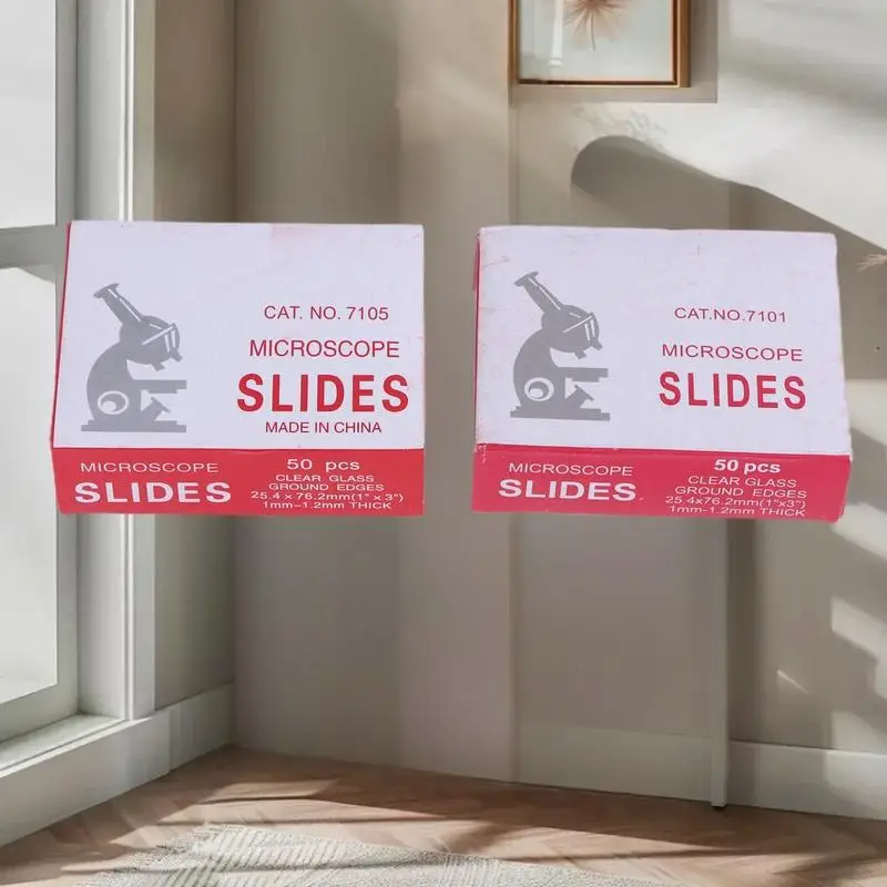 حزمة من 50 شريحة مجهر زجاجية فارغة للدراسات البيولوجية والعلومية 25.4 × 76.2 ملم #4