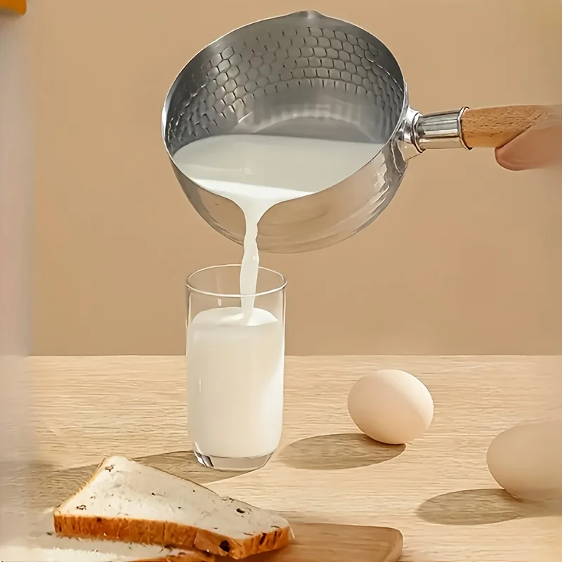 مقلاة مسطحة من الفولاذ المقاوم للصدأ، وعاء حساء المعكرونة، وعاء الحساء، وعاء الحليب، مقلاة غير لاصقة، مناسبة للنودلز والحساء وما إلى ذلك #4