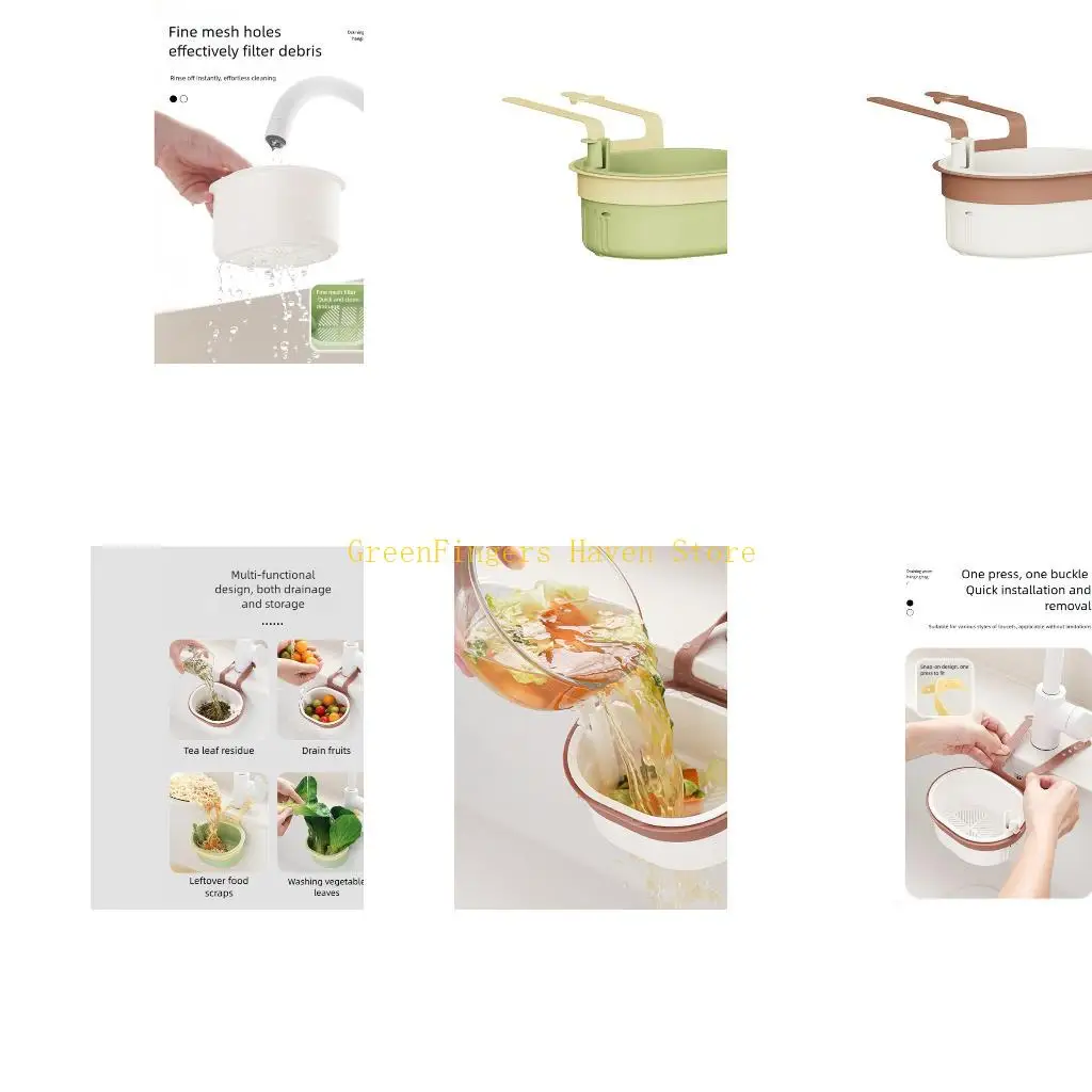 F68D Hanging Kitchen Sink Strainer Basket Household Waste Separator Filter, Multi-Purpose Fruit Washing Draining Basket with