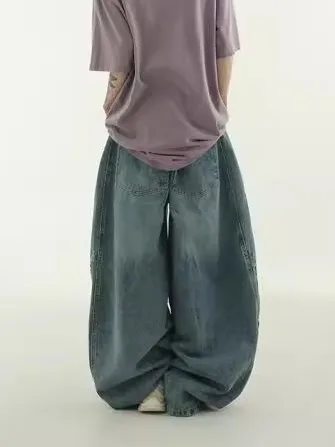 Retro Street Sle Hoge Taille Wijde Pijpen Jeans Dames Cool Spliced Tee Bars Mes Denim Broek Zomer Casual Loose Fit