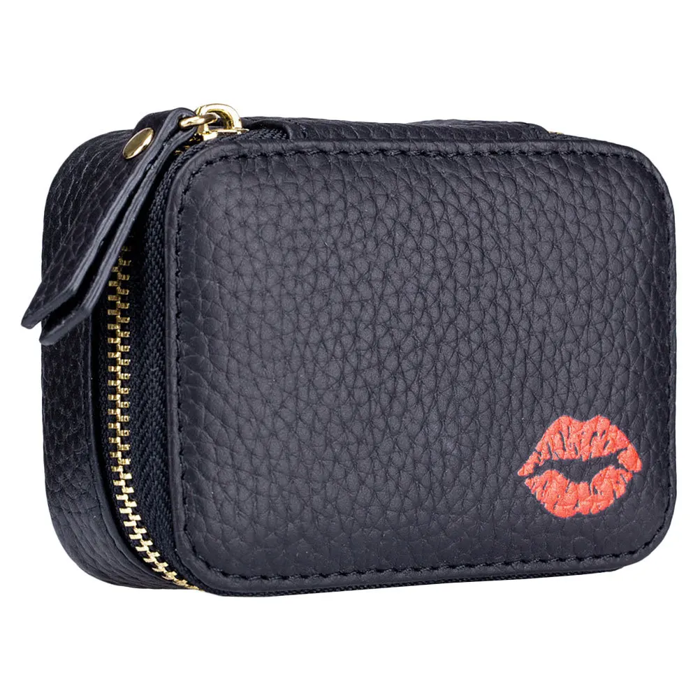 

Lipstick Makeup Bag Portable Organizer Mirror Small Storage Pouch Travel Outdoor Use Multipurpose Case Random