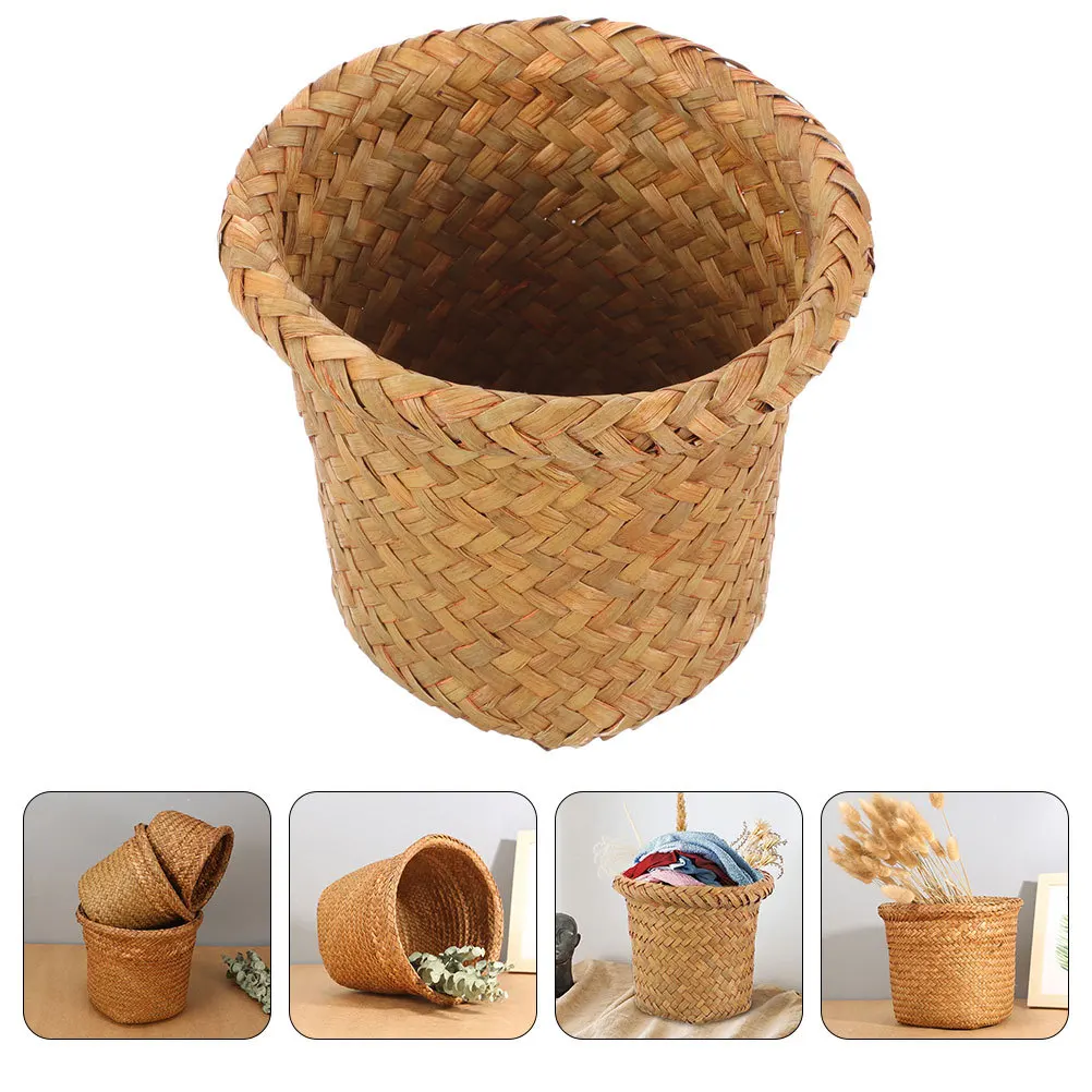 

Elegant Woven Trash Basket Floor Trash Bucket for Home Office Waste Paper Basket Hand Woven Garbage Holder Garbage Can