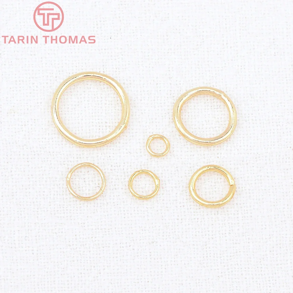 (8881) 50PCS 18K Gold Color Plated Brass Jump Rings Closed Rings Jewelry Finding Earrings Connector Ring Accessories Wholesales