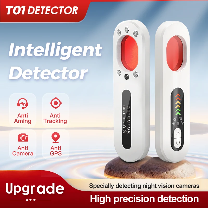 T01 Smart Detector, Universal Anti-spy Device with Night Vision, LED Display, GPS Tracking, Anti-aiming, Camera Detection, USB Rechargeable Lithium Polymer Battery, Suitable for Wireless Cameras And Hidden GSM Devices