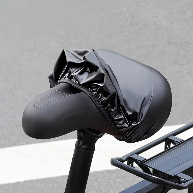 1pc Thickened Waterproof PVC Bicycle Seat Cover Elastic Anti-slip Full Coverage Seat Protector for Mountain & Electric Bikes