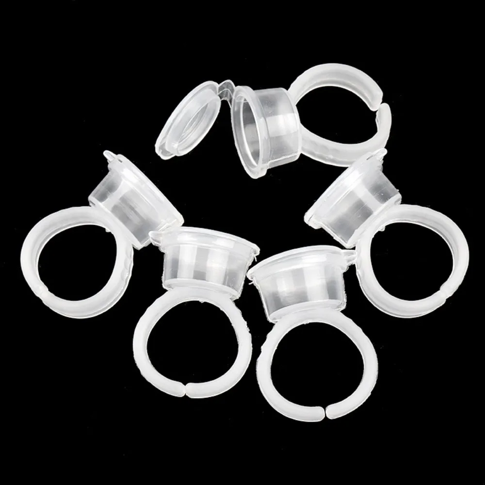 50PCS Tattoo Pigment Ink Ring Cups Eyelash Extend Glue Holder Container With Lid Cover Cap Permanent Makeup Microblading Tool