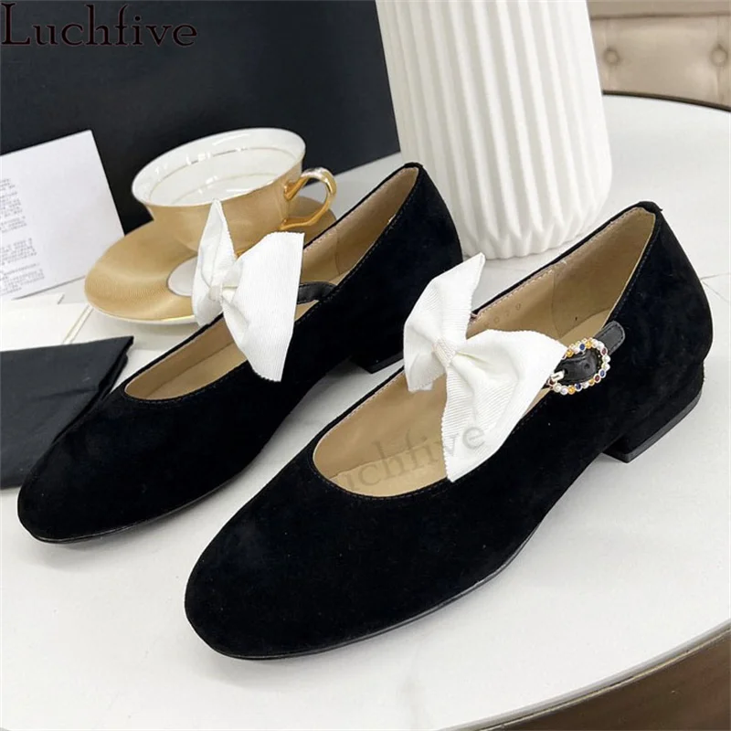 Bowknot Buckle Designer Low Heel Flat Shoes Women Ethnic Style Mary Jane Dance Shoes Woman Summer Luxury Doudou Shoes Mujer