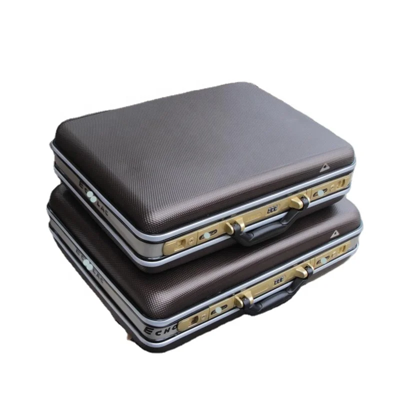 

16 inch Coffee Aluminum Attache Case Padded Laptop Briefcase with code Lock and key Hard Sided for ladies' men's gift