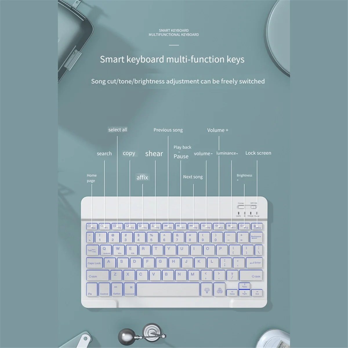 شعبية 10 بوصة لوحة المفاتيح الخلفية بلوتوث المحمولة البسيطة كتم لوحة المفاتيح B