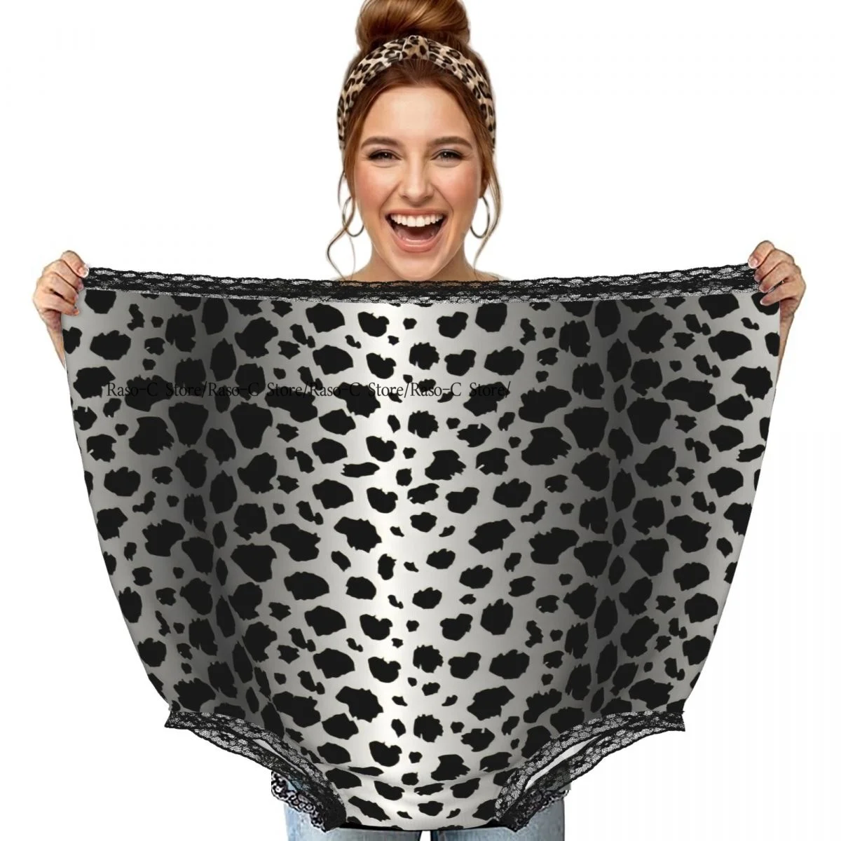 Funny Gag Granny Underwear Leopard Pattern Black And White Fashion Background Surprise Gift
