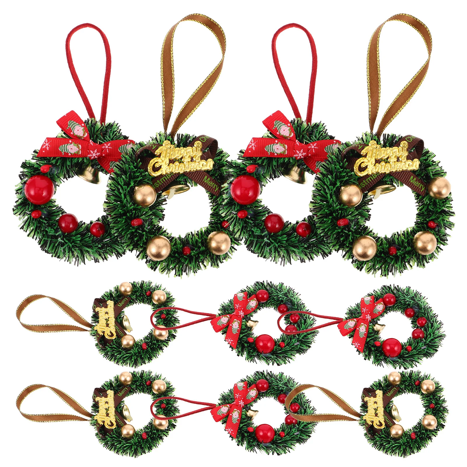 

10Pcs Miniature Wreath Decorations 2.95 Inch Artificial Christmas Garland Hoops for Stairs Walls Door Holiday Display Indoor