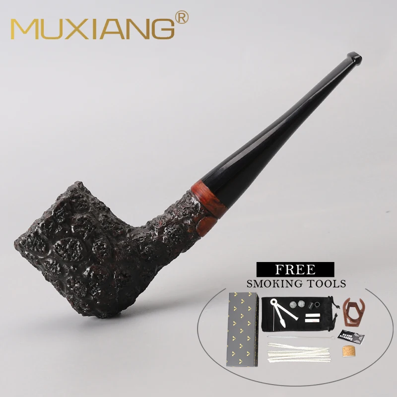 

MUXIANG Straight Carved Type Briarwood Tobacco Pipe Mouthpiece 9mm Filters With 10 Free Smoking Pipe Accessory Tools aa0003k01