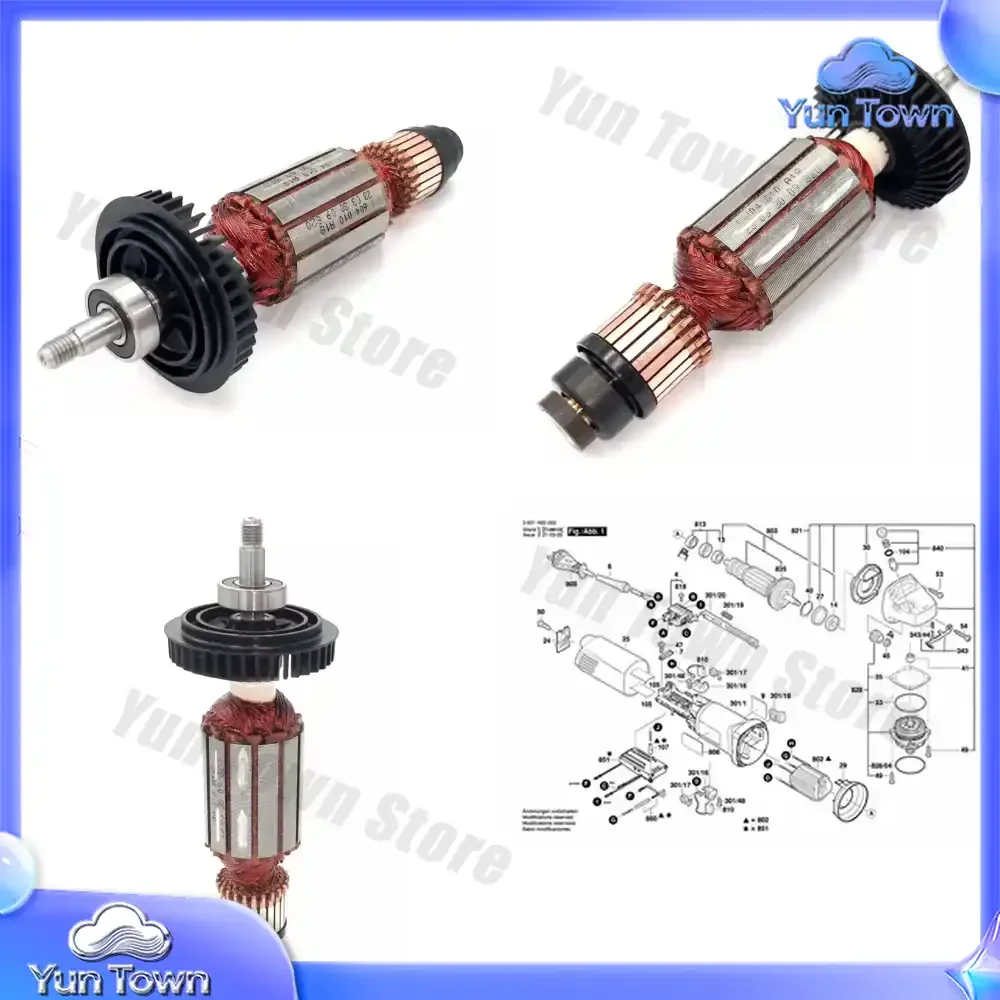 Original Armature Rotor with Fan for GWS11-125CIE Angle Grinder Replacement Part for Power Tools Accessories Rotors for