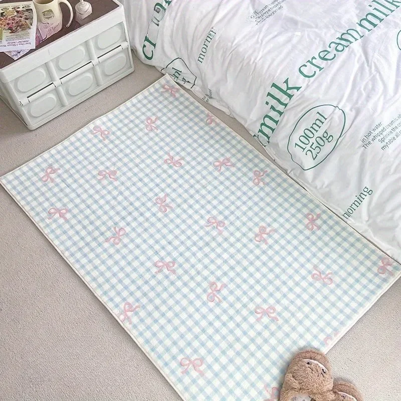 

Nordic Style Soft Fluffy Carpet Bedroom Bedside Carpet Living Room Sofa Floor Mat Strip Bowknot Bathroom Non-Slip Absorbent Mat