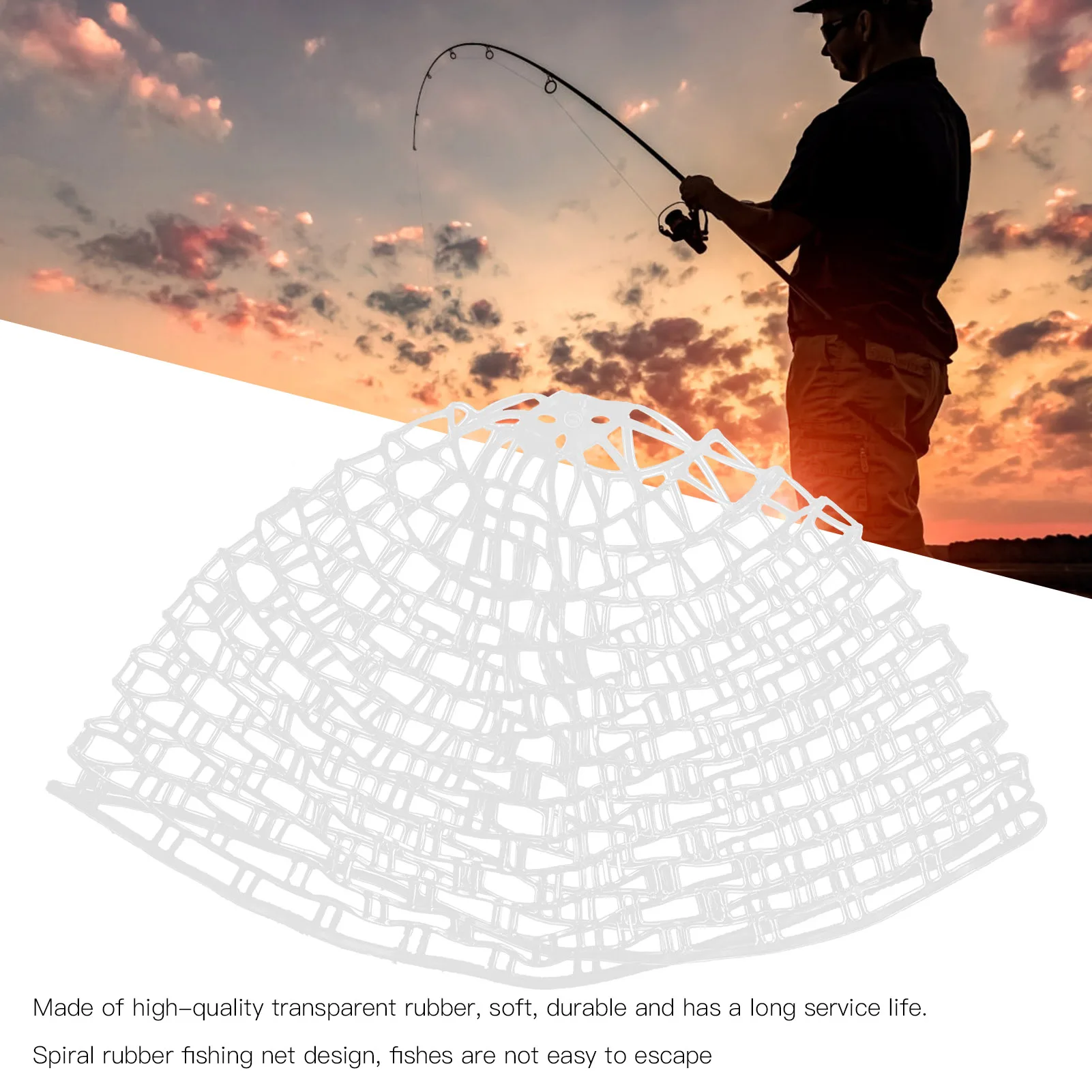 Transparent Rubber Fishing Net Bag Large Mesh Fish‑Friendly Landing Net Replacement DIY Fishing Accessories for Anglers