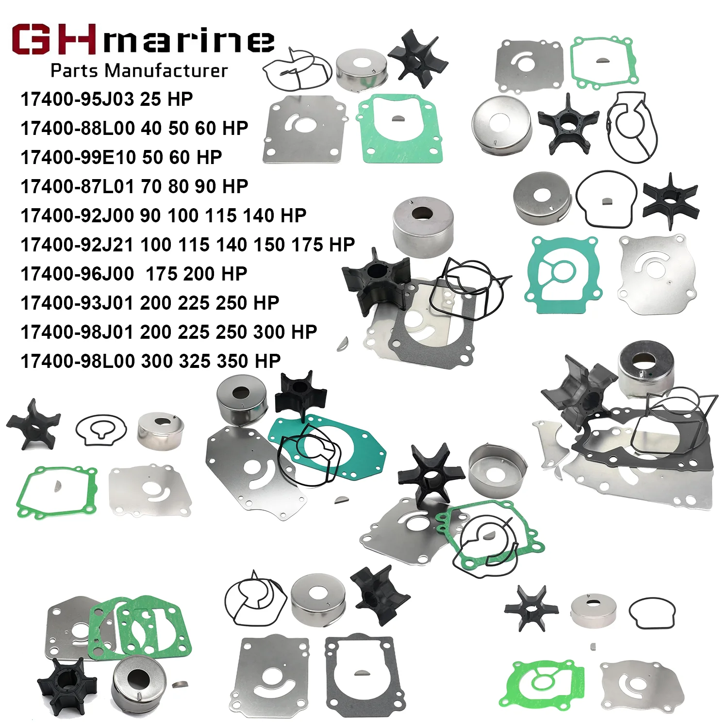 

17400 98J01 Комплект обслуживания крыльчатки подвесного водяного насоса, подходит для Suzuki 9,9 15 25 30 40 50 75 90 100 115 140 200 250 300 325 350 л.с.