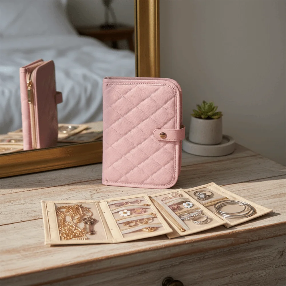 

Fragrance Style Jewelry Storage Book Large Capacity Anti-oxidation Necklace Organizer Bag PU Leather Detachable Pages