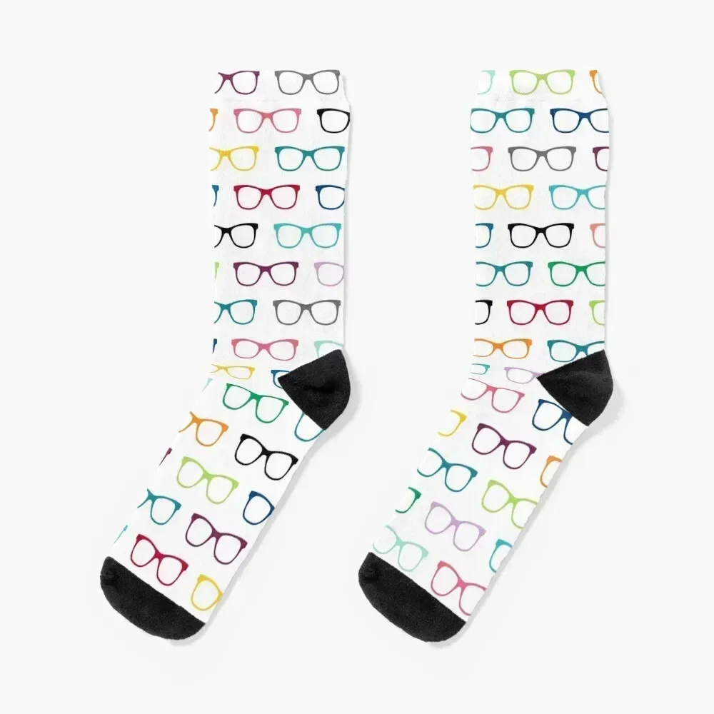 Hipster Glasses Geek Pattern Socks valentine gift ideas sports and leisure halloween essential Socks Men Women's