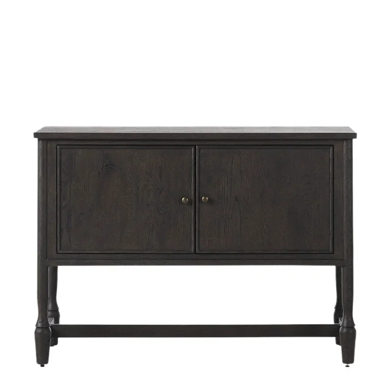 

French retro solid wood living room storage wine and tea cabinet American rural old entrance cabinet