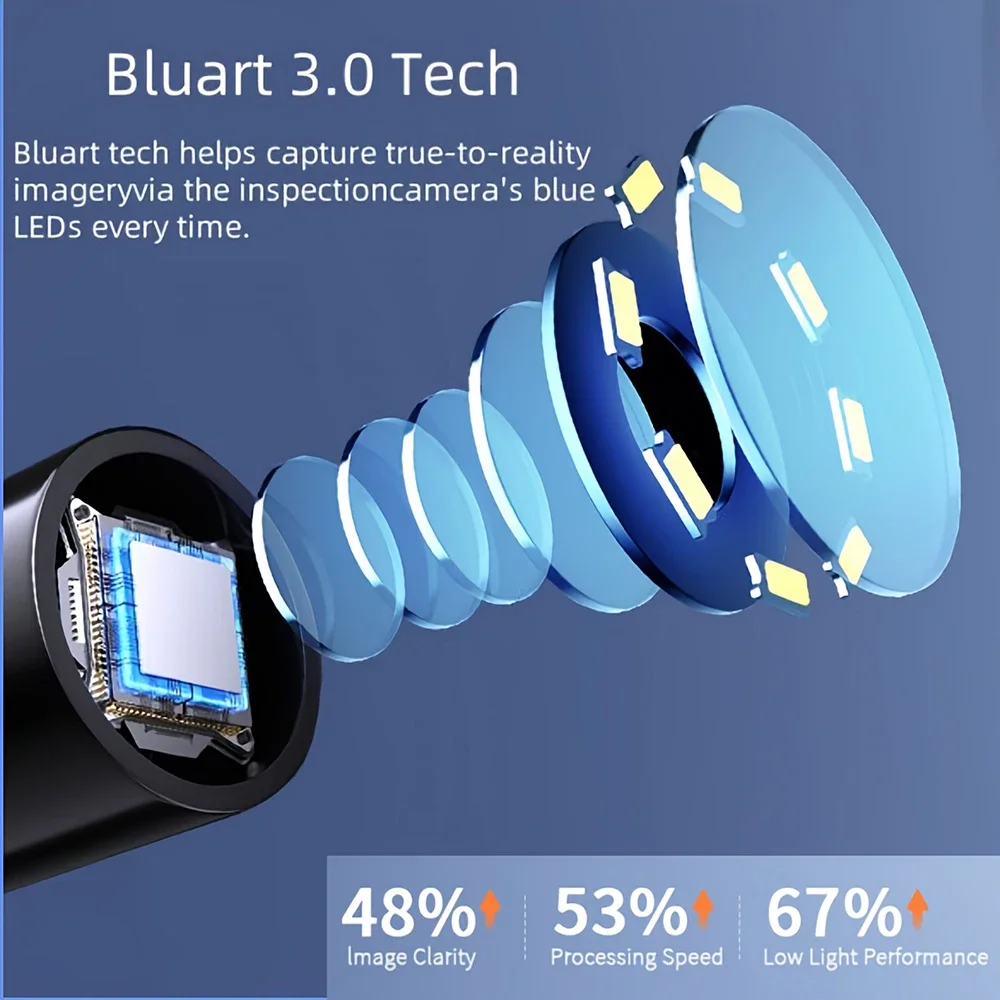 كاميرا المنظار الصناعي 4.3 بوصة IPS شاشة 8 مللي متر HD1080P IP67 مقاوم للماء 8 مصباح ليد التفتيش Borescope لإصلاح الأنابيب السيارات
