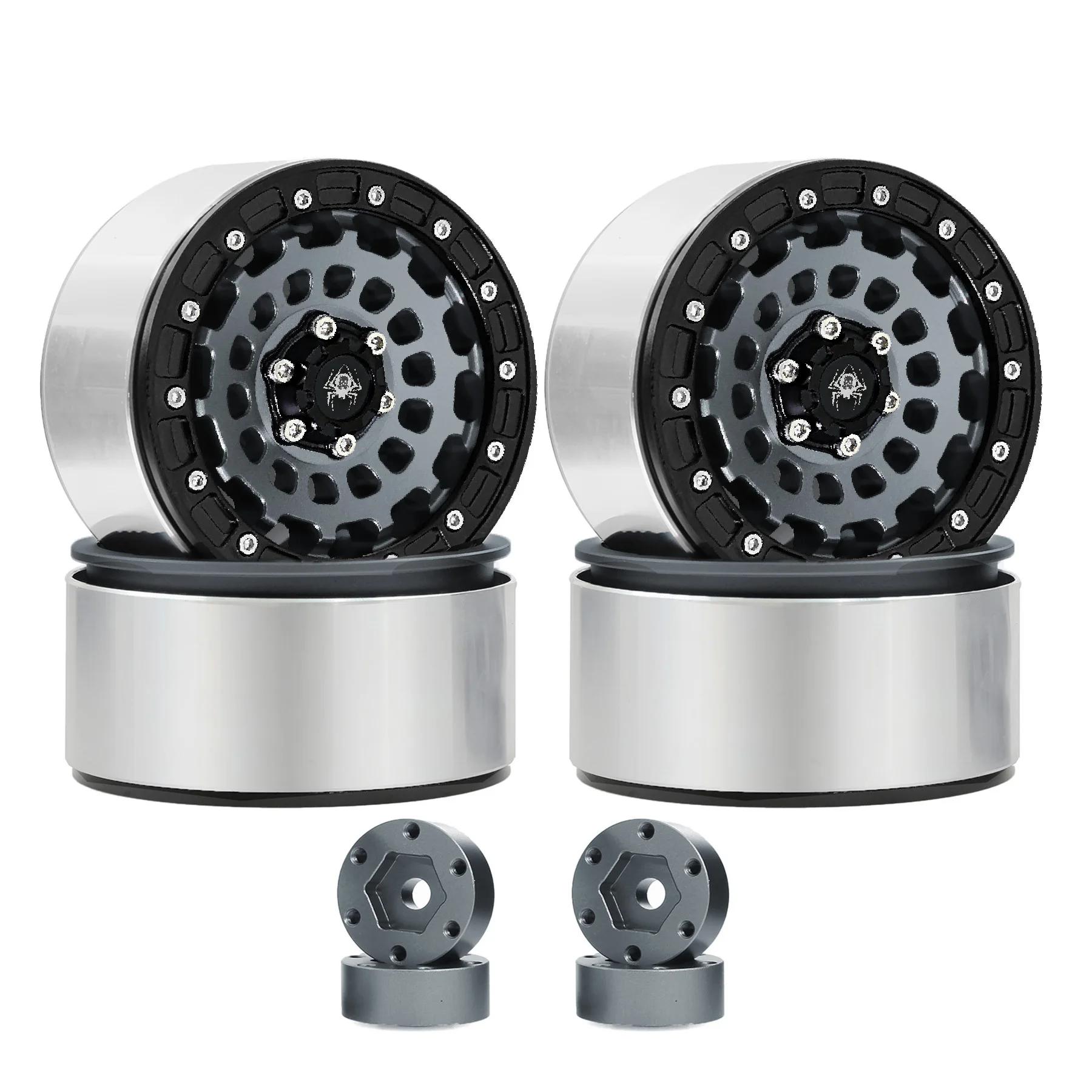 

2.6'' Beadlock Wheel 4PCS with 17mm/12mm Hex for MJX H8H MK07 KM4 4082/83 SCX10 TRX4 TRX6 FCX10 GEN7/8 1/7 1/8 1/10 Crawler Car