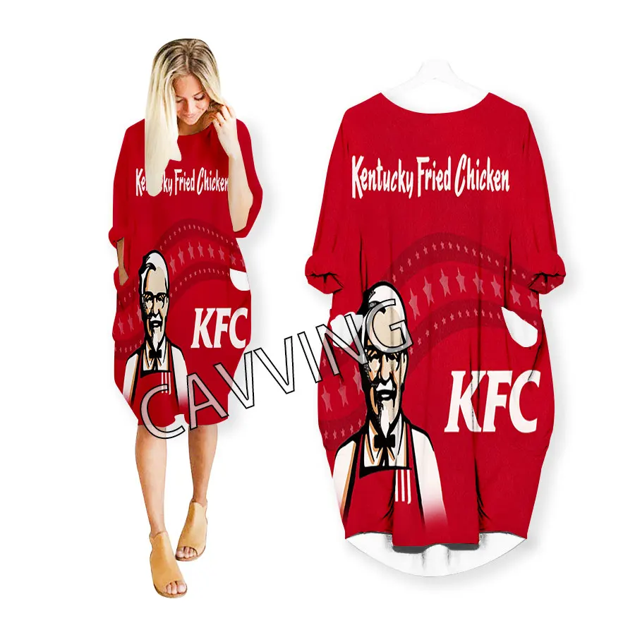 Cavving 3d imprimir engraçado kfc moda engraçado camisa terno harajuku topo feminino anime vestido logotipo saia feminina vestido de mangas compridas