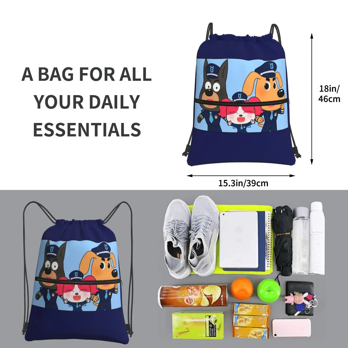 Xerife Labrador Mochilas Portáteis, Drawstring Bag, Casual Bundle Pocket, Diversos Sacos para Estudantes Escolares