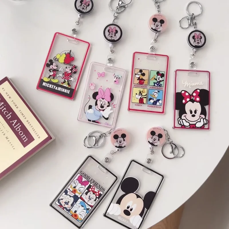 

Чехол для телескопической карты Disney с Микки Маусом, студенческая карта кампуса, автобусная карта, защитный чехол, автомобильный рюкзак, брелок, подарки на вечеринку для пары