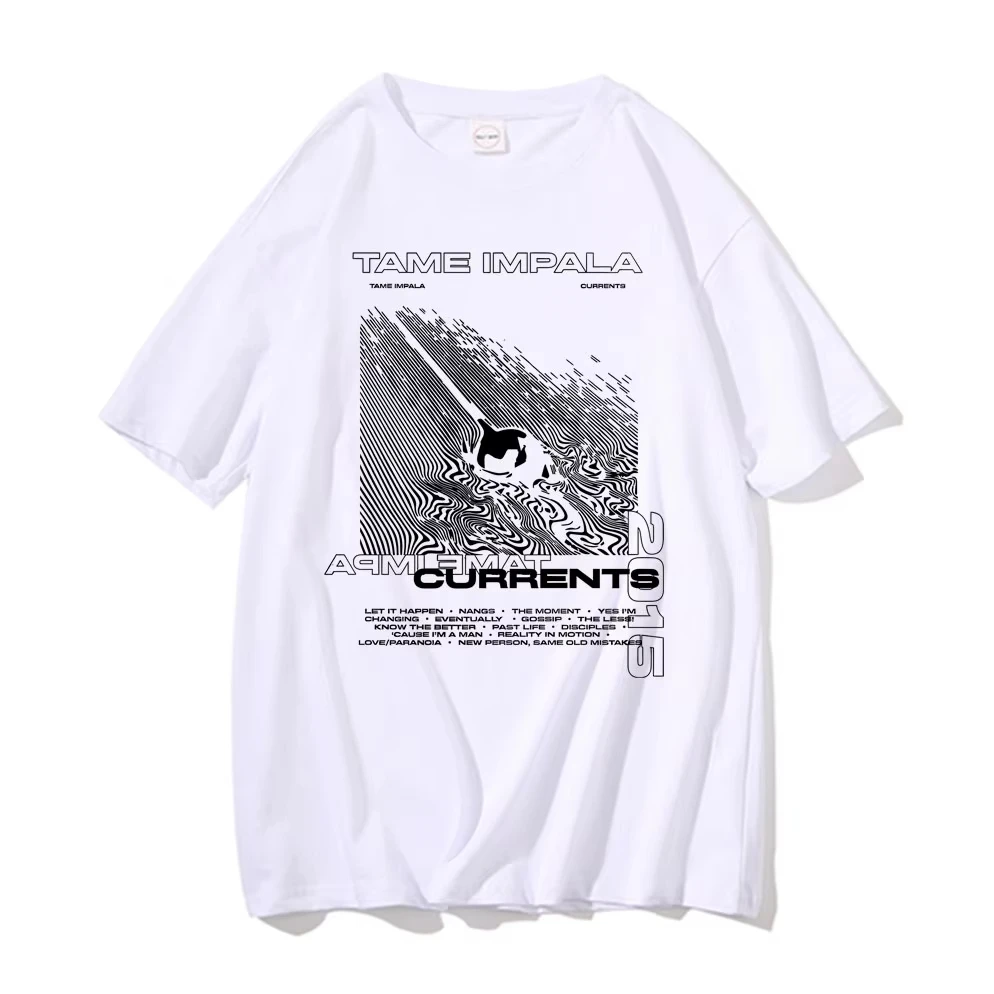 

Tame Impala Currents Graphic Print T-shirts Men Casual Tshirt Male Hip Hop Oversized T Shirt Men's Lndie Pop Rock Music T Shirts