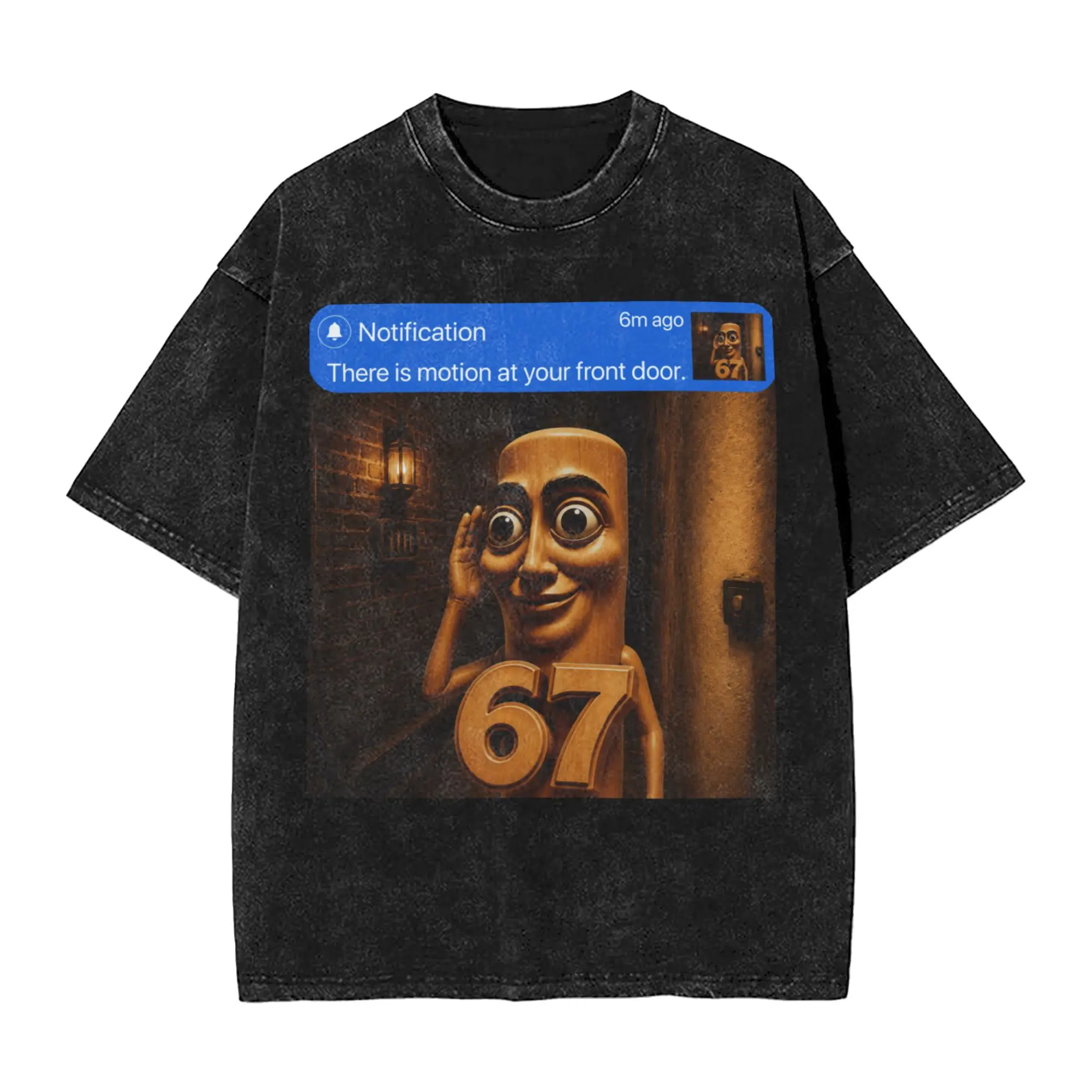 Hipster There is Motion at Your Front Door Tung Sahur SixSeven T-Shirt Men O Neck Cotton T Shirts Short Sleeve Tees Adult Tops
