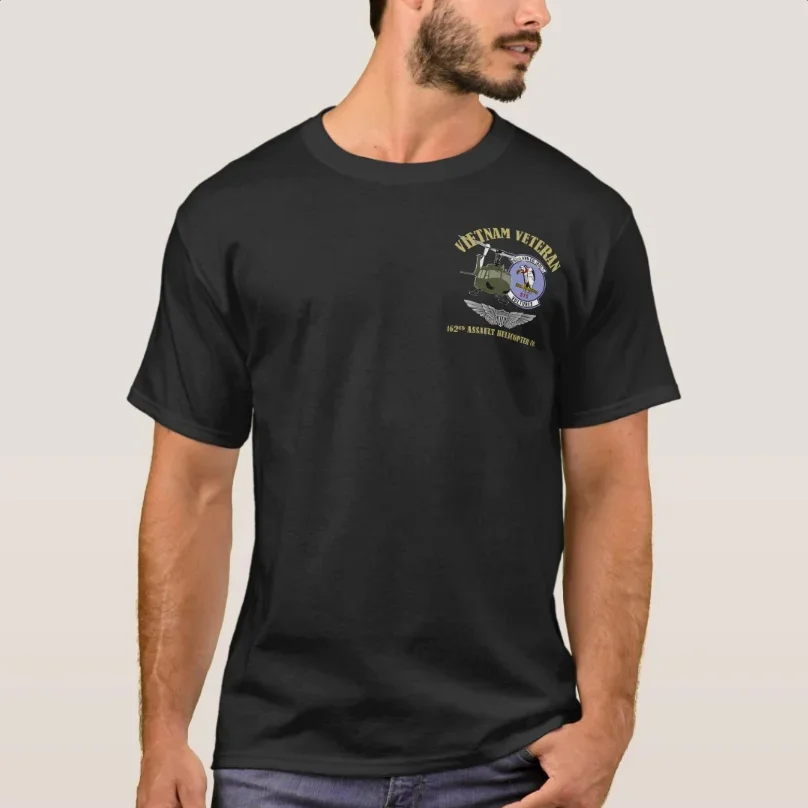 

162nd AHC w/ Wings and UH-1 Helicopter T-Shirt 100% Cotton O-Neck Summer Short Sleeve Casual Mens T-shirt Size S-3XL
