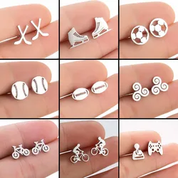 Hockey Football Sports Earrings For Women Men Tragus Stainless Steel Piercing Cartilage Ear Stud Earring Pendientes Mujer