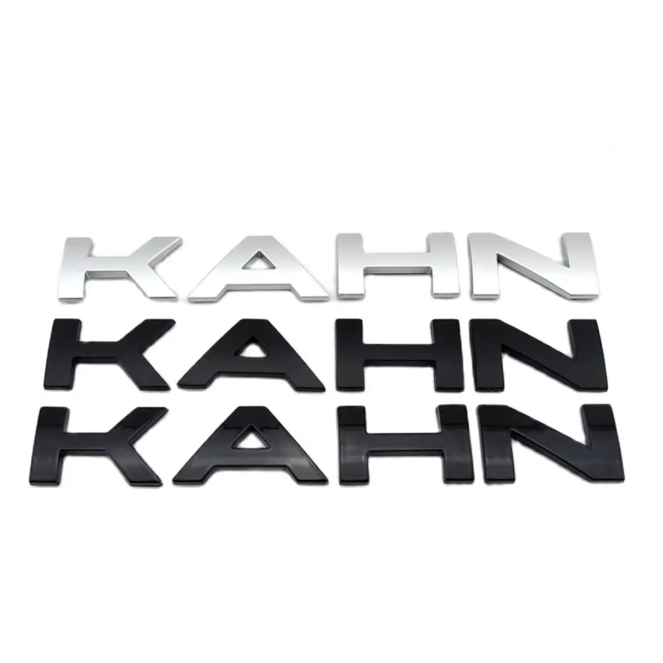 

Plastic ABS 3D Black Chrome KAHN Letter Badge Emblem Sticker Decal For The Car Auto Bonnet Hood For Range Rover