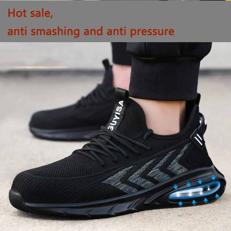 2023 New Zapatos De Seguridad Safety Shoes Men's Ultra-light Flying Fabric Anti-smashing Anti-piercing Breathable Sneakers