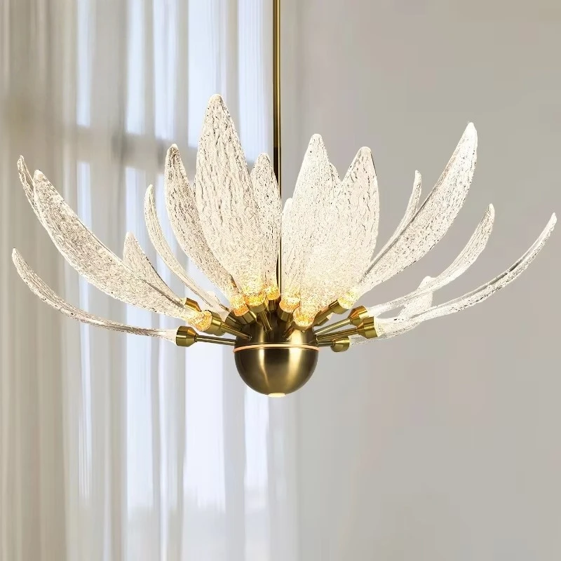 

Acrylic Flower Pendant Light For Bedroom Living Room Adjustable High Metal Hanger Rod Pendant Lamp Dining Room Decor Fixture