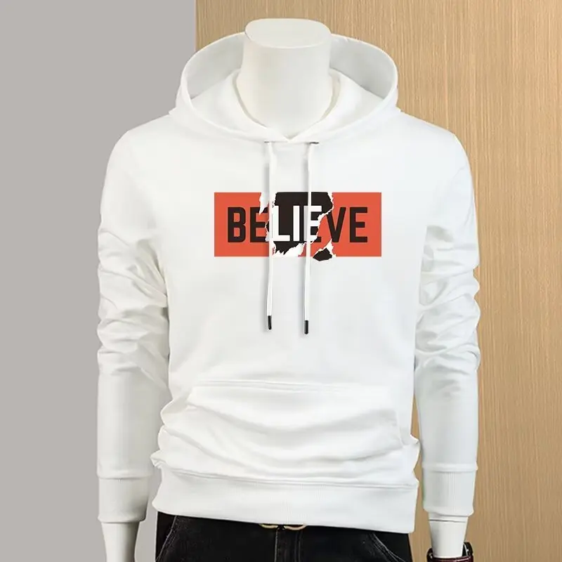 

Men Cotton Hoodie 2024 Hot Hoodie Vintage Sweatshirt Winter Warm Harajuku High Street Fashion Men's Clothing Letter Printed Top