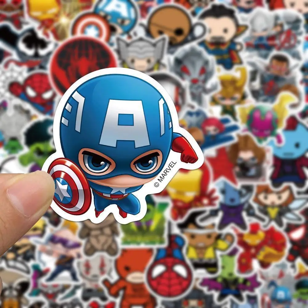 50PCS Marvel The Avengers Anime Cartoon Sticker DIY Motorcycle Helmet Skateboard Laptop Bike Car Waterproof Stickers Decals 