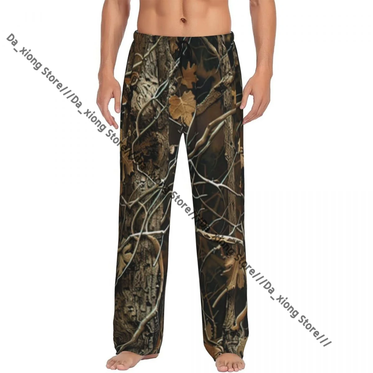 

Mens Casual Pajama Long Pant Loose Elastic Waistband Autumn Leaves And Branches Of Forest Cozy Sleepwear Home Lounge Pants