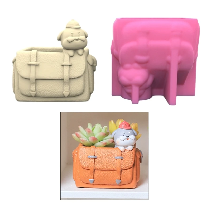 Backpack Dog Silicone Mold Succulent Planter Epoxy Resin Mold Garden Figurines