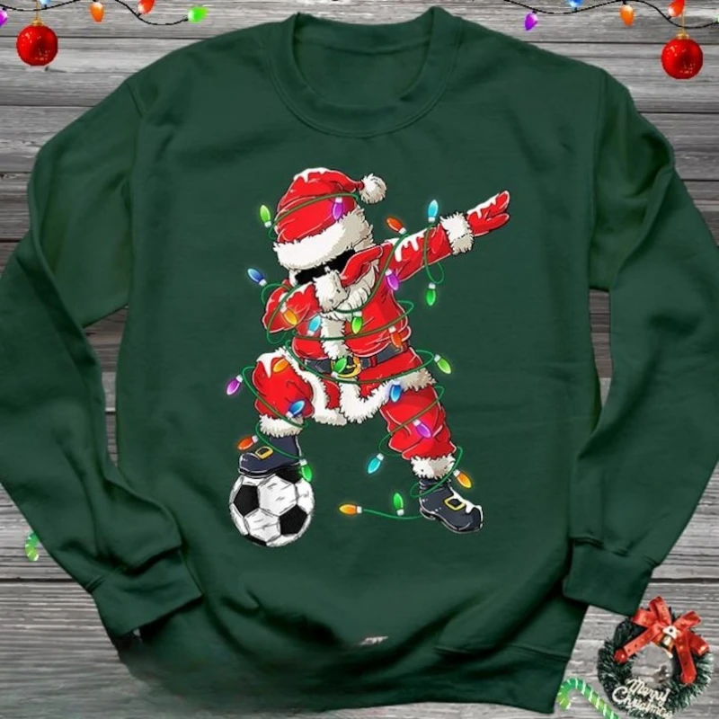 Santa's Favorite Football Player Kicking Off The Xmas Spirit Sweatshirt Soccer Gift Football Lover Jumper Player Jumper Tops