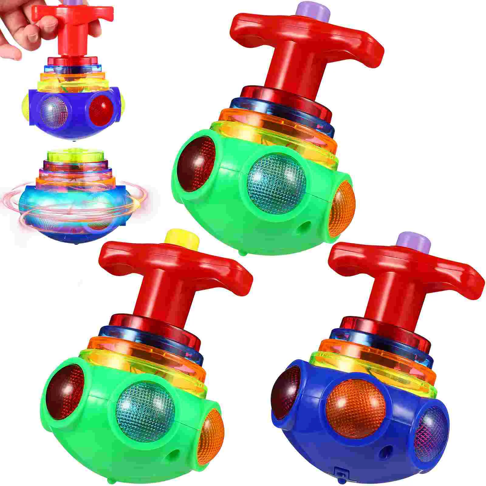 3 Pcs Toys Music Gyro LED Colorful Girl Game Electric Child Light up Gyroscope